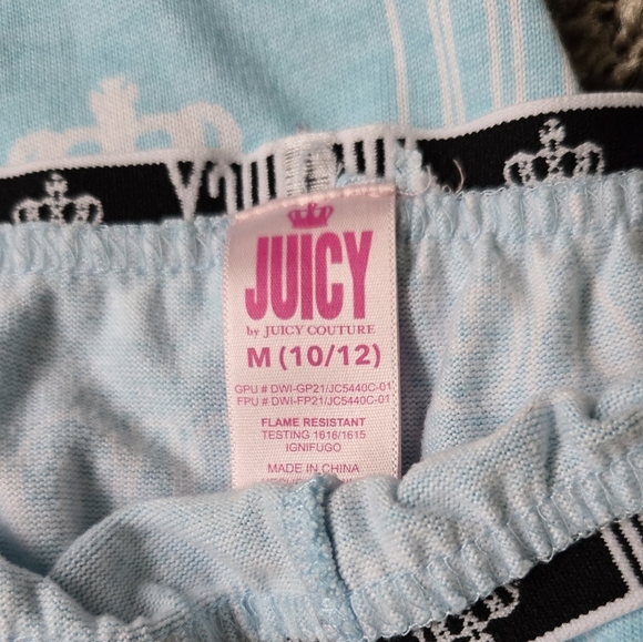 3/$20 Juicy Couture Kids Pajama Shorts Set Baby Blue - Picture 2 of 4